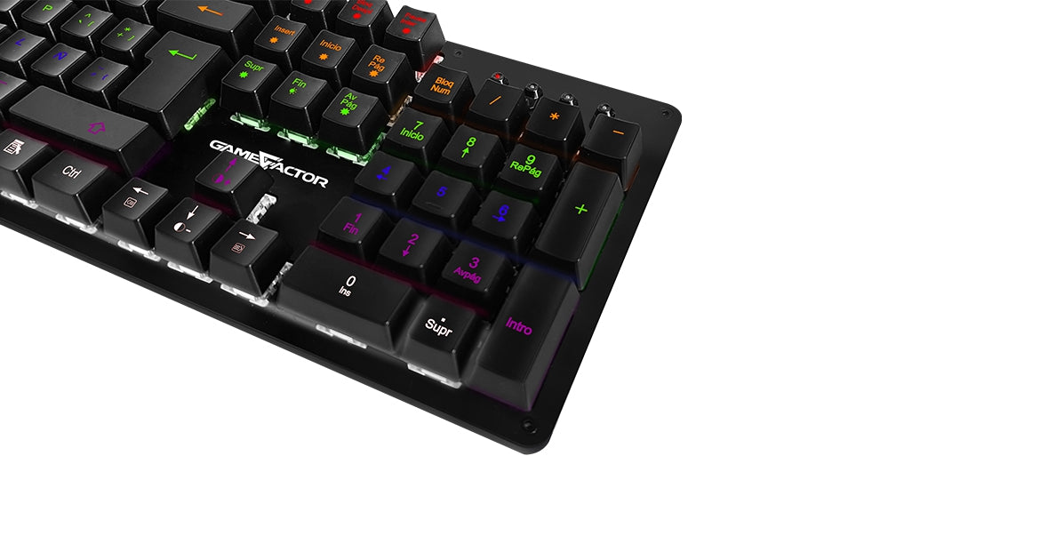 Teclado Mecanico Game Factor Rainbow, Swt Blue, Usb, Negro Kbg400-Bl