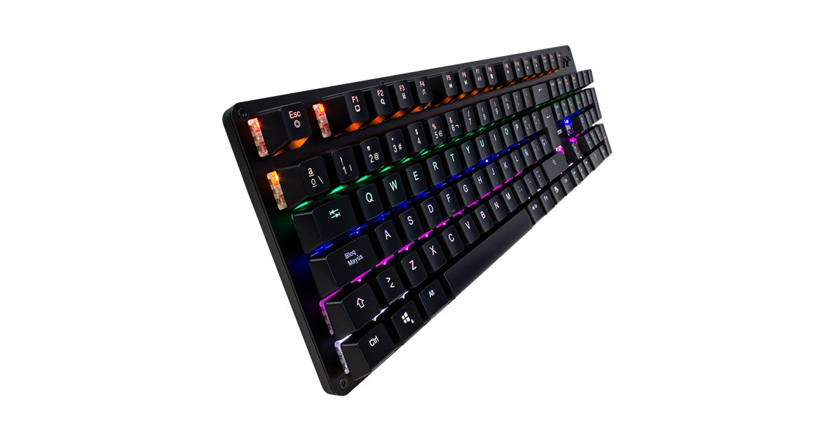 Teclado Mecanico Game Factor Rainbow, Swt Blue, Usb, Negro Kbg400-Bl