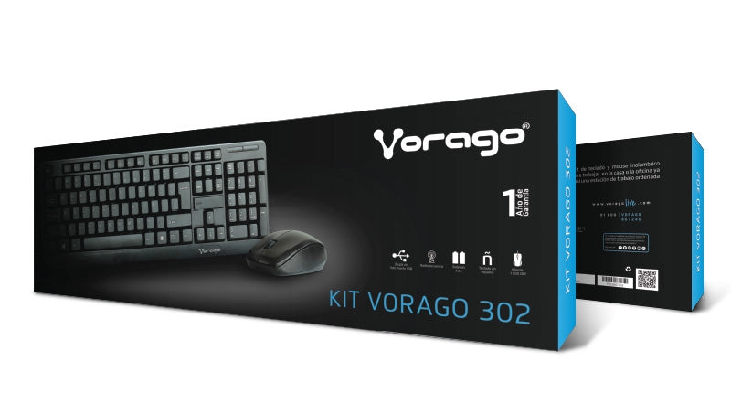 Kit De Teclado Y Mouse Vorago - Km-302 Inalambrico Negro