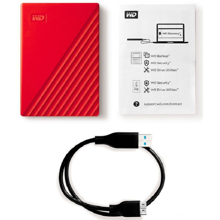 Dd Externo Portatil 2Tb Wd My Passport Rojo 2.5/Usb3.0/Copia Local/Encriptacion/Win