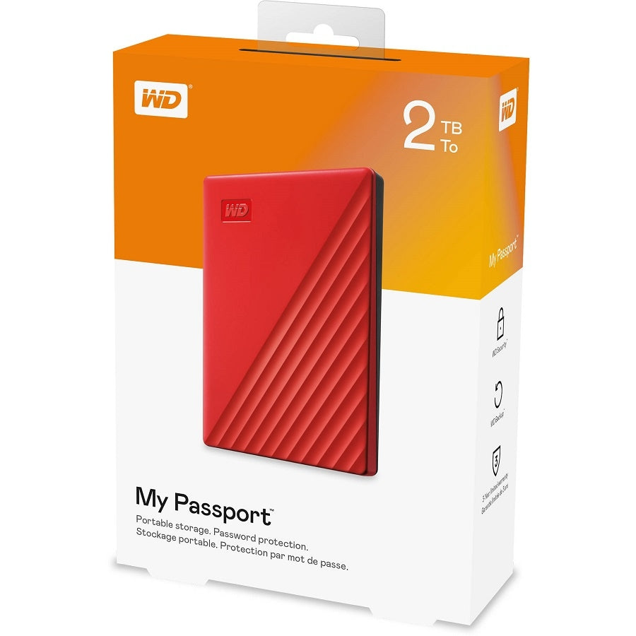 Dd Externo Portatil 2Tb Wd My Passport Rojo 2.5/Usb3.0/Copia Local/Encriptacion/Win