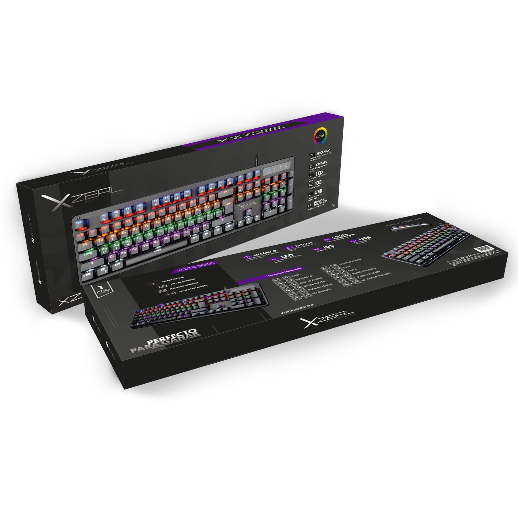 Teclado Xzeal Gaming Mecanico/Led Negro Usb/105 Teclas (Xzkx025B)