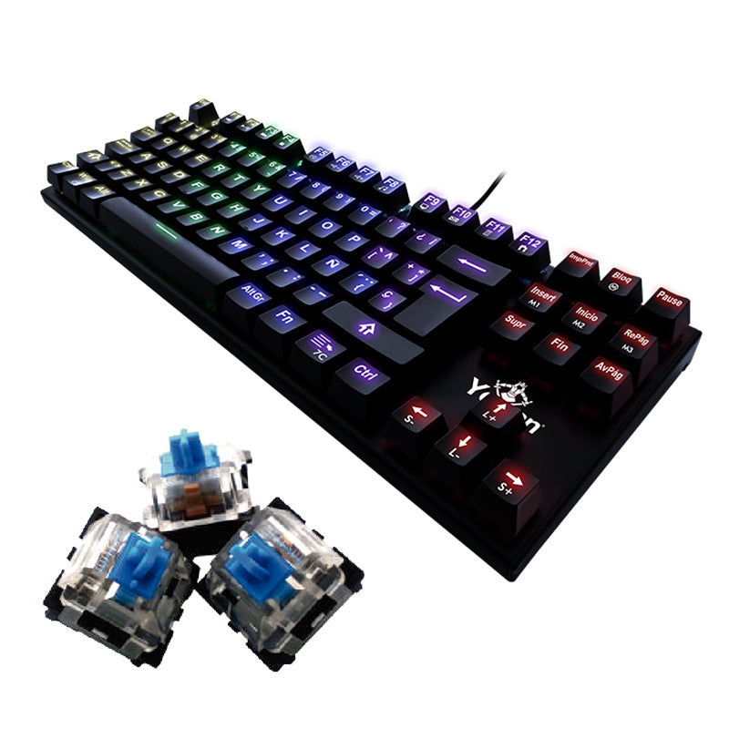 Teclado Gamer Me Swaz Rgb Yeyian Spark Serie 2000 Yat1804 Mecanic Switch Azul